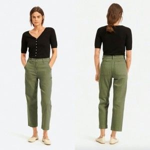 Everlane The Straight Leg Crop Size 0 REG Stretch Cotton Green Denim EUC B11
